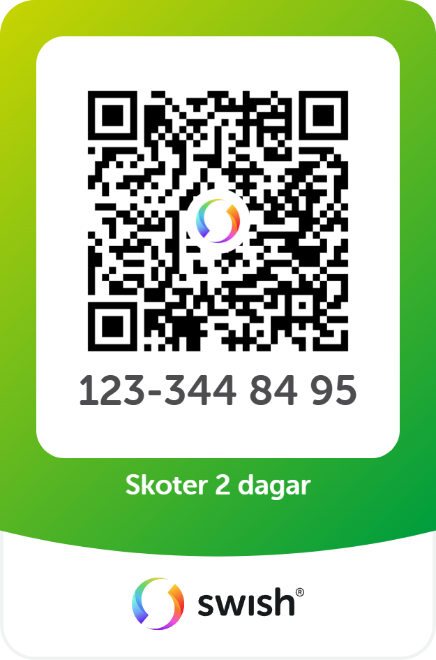Skoter 2 på varandra följande dagar 490 kr 2027