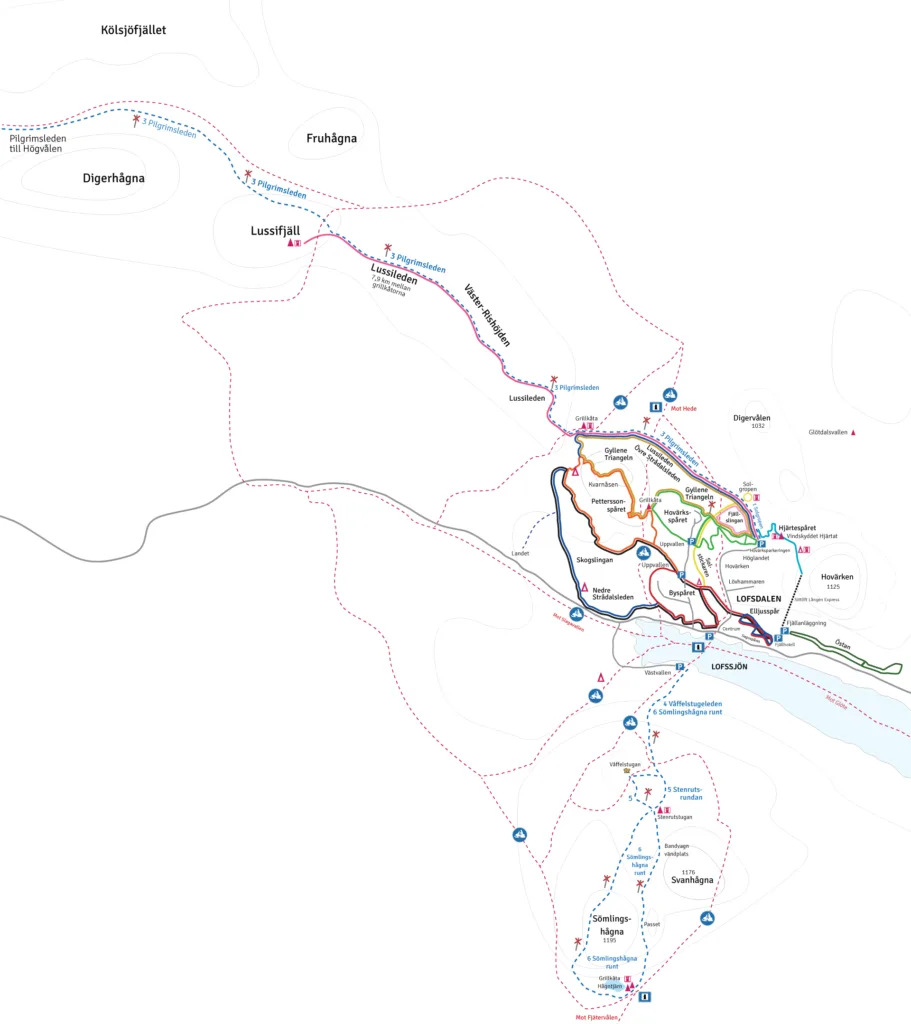 Karta längdskidspår hela området | Map Cross-Country Skiing whole area | 2024-2025