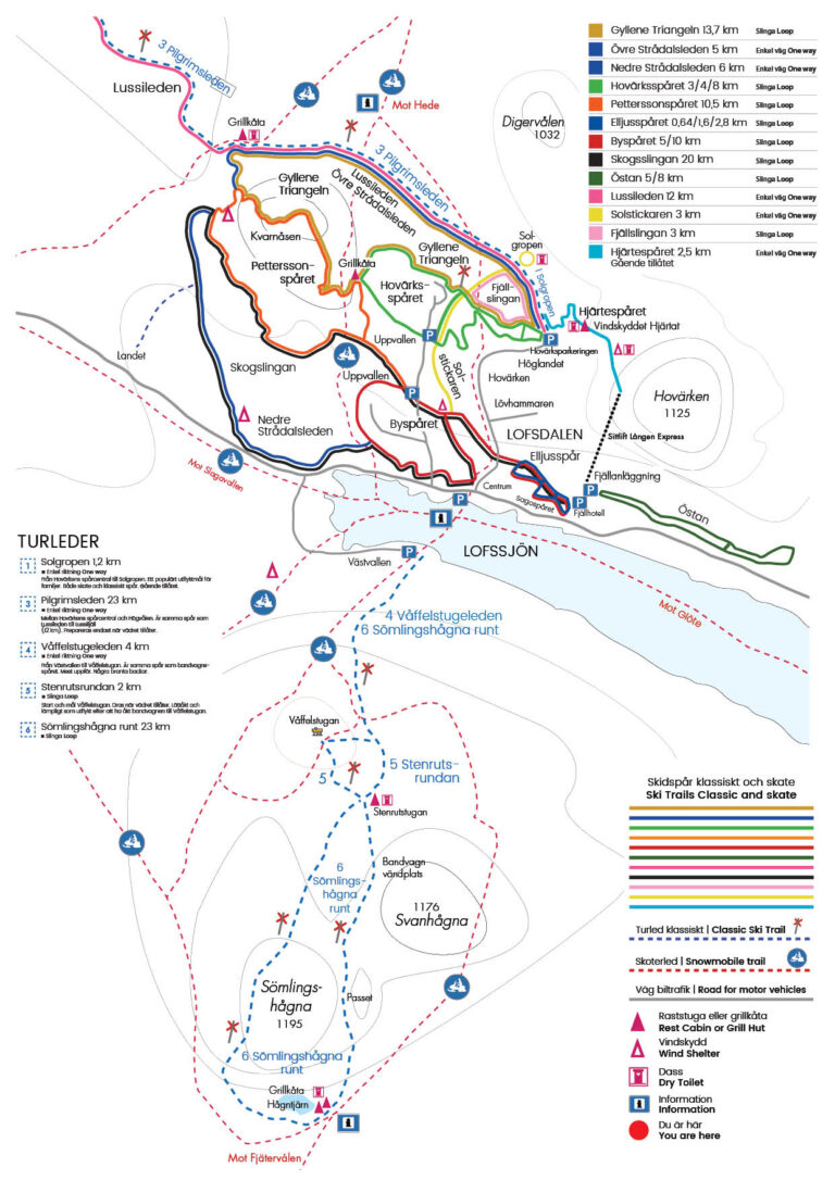 Karta längdskidspår Lofsdalen.